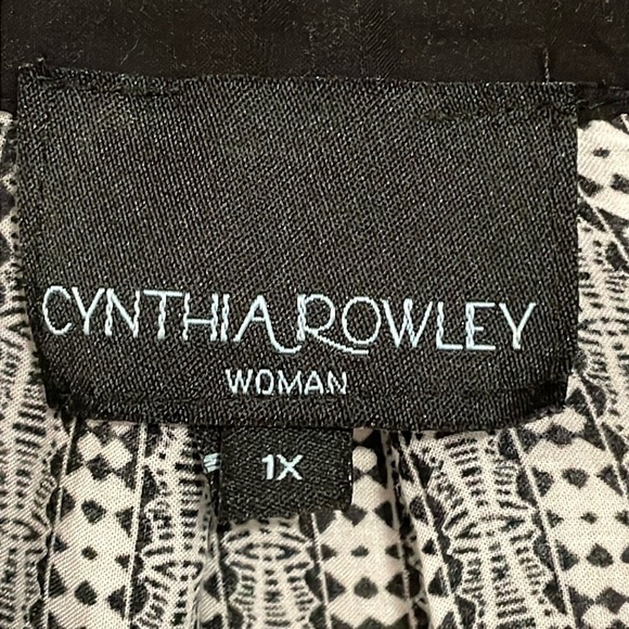 Cynthia Rowley Women Tunic Top 1X Black Abstract Print Coastal Grandma Preppy - Picture 9 of 14